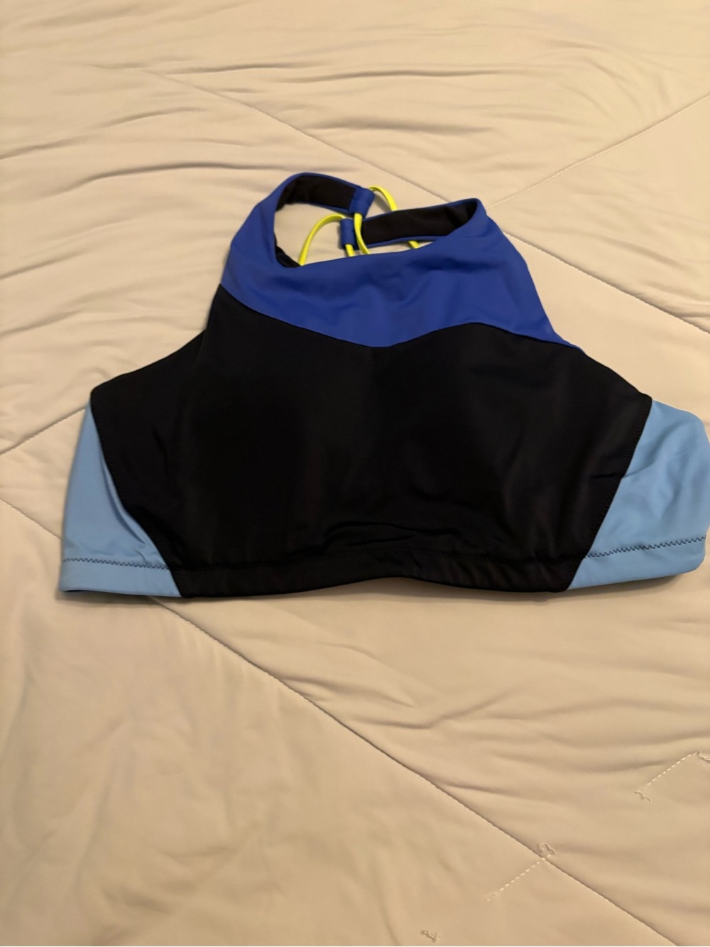 Athleta Navy & Light Blue High Neck Bikini Top